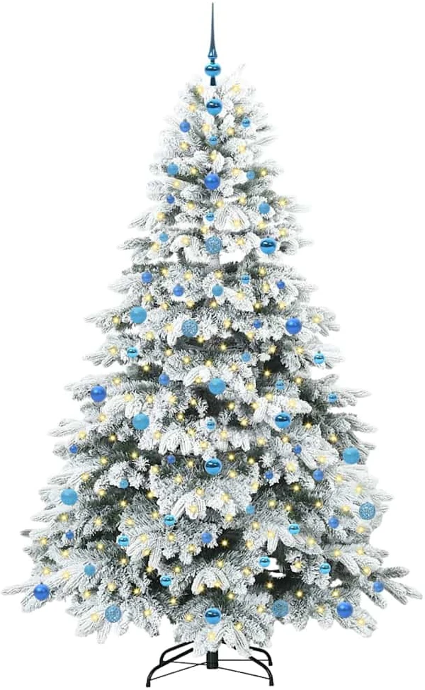 Dirbtinė Kalėdų eglutė su 300 LED Balta 210 cm PE ir PVC