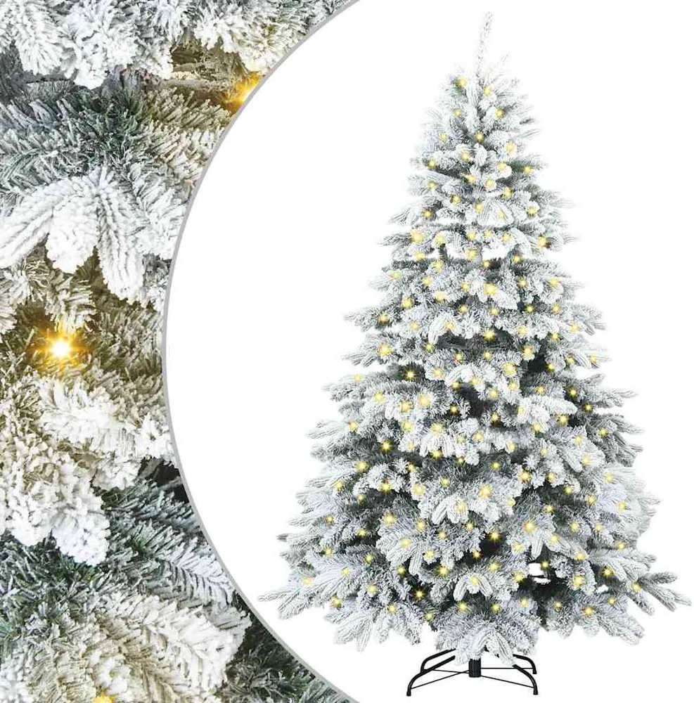 Dirbtinė Kalėdų eglutė su 300 LED Balta 210 cm PE ir PVC