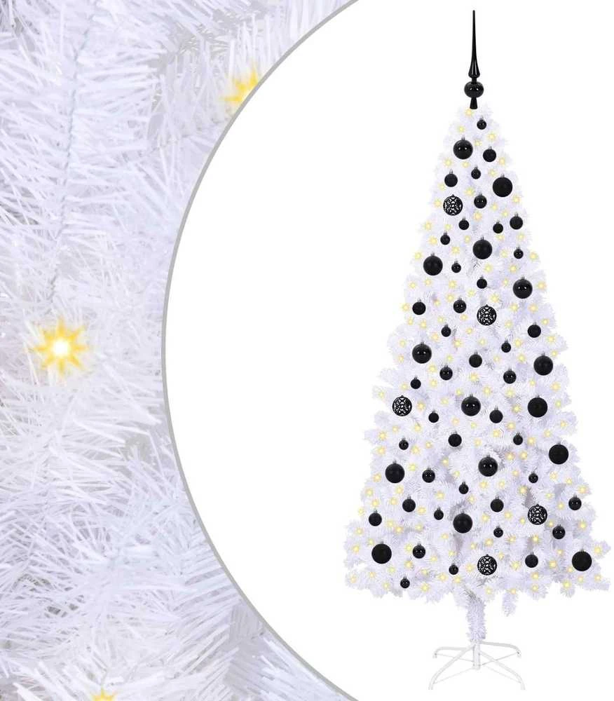 Dirbtinė Kalėdų eglutė su 300 LED Balta 180 cm PVC ir Plienas