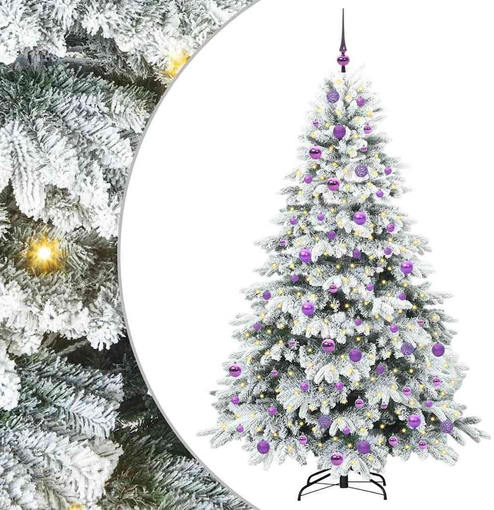 Dirbtinė Kalėdų eglutė su 300 LED Balta 180 cm PE ir PVC