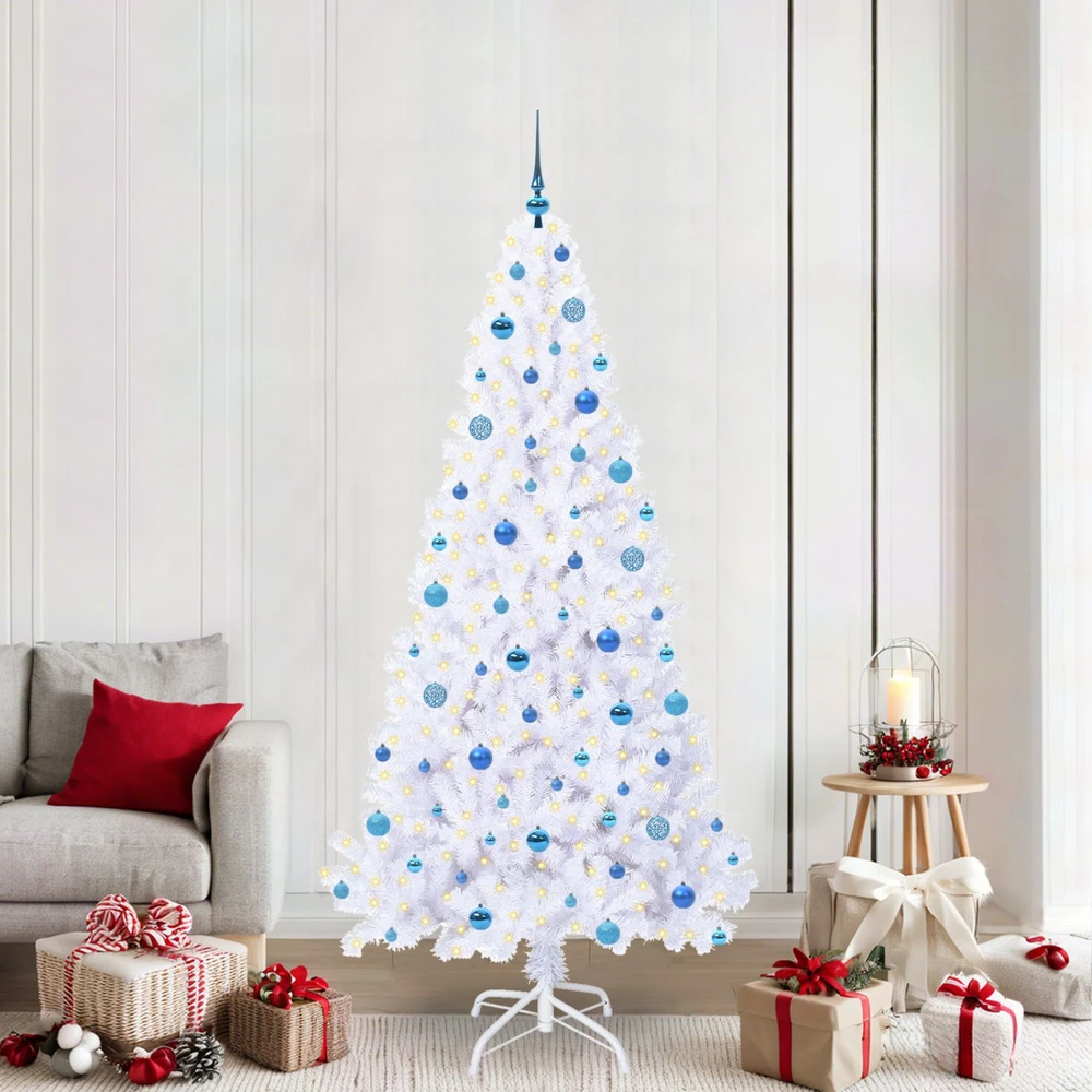 Dirbtinė Kalėdų eglutė su 300 LED Balta 210 cm PVC ir Plienas