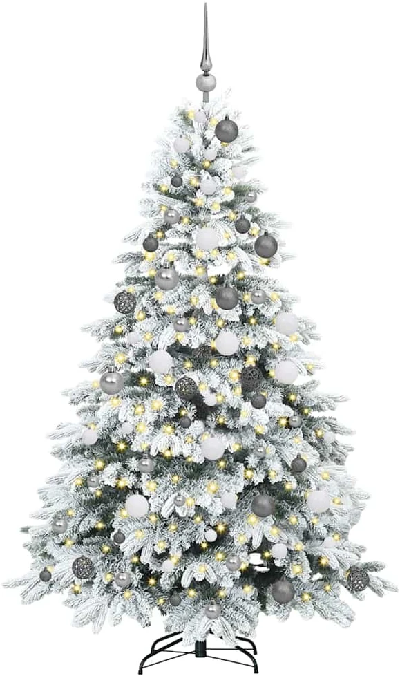 Dirbtinė Kalėdų eglutė su 300 LED Balta 180 cm PE ir PVC