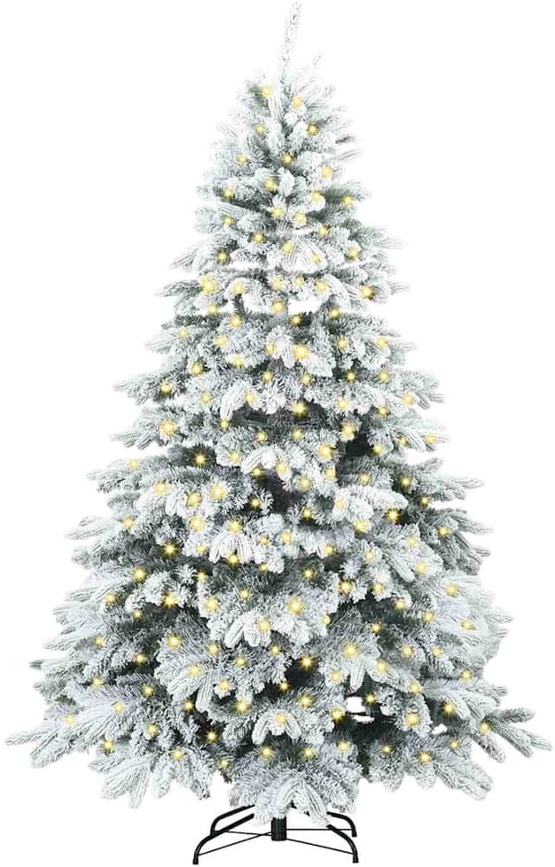 Dirbtinė Kalėdų eglutė su 300 LED Balta 210 cm PE ir PVC