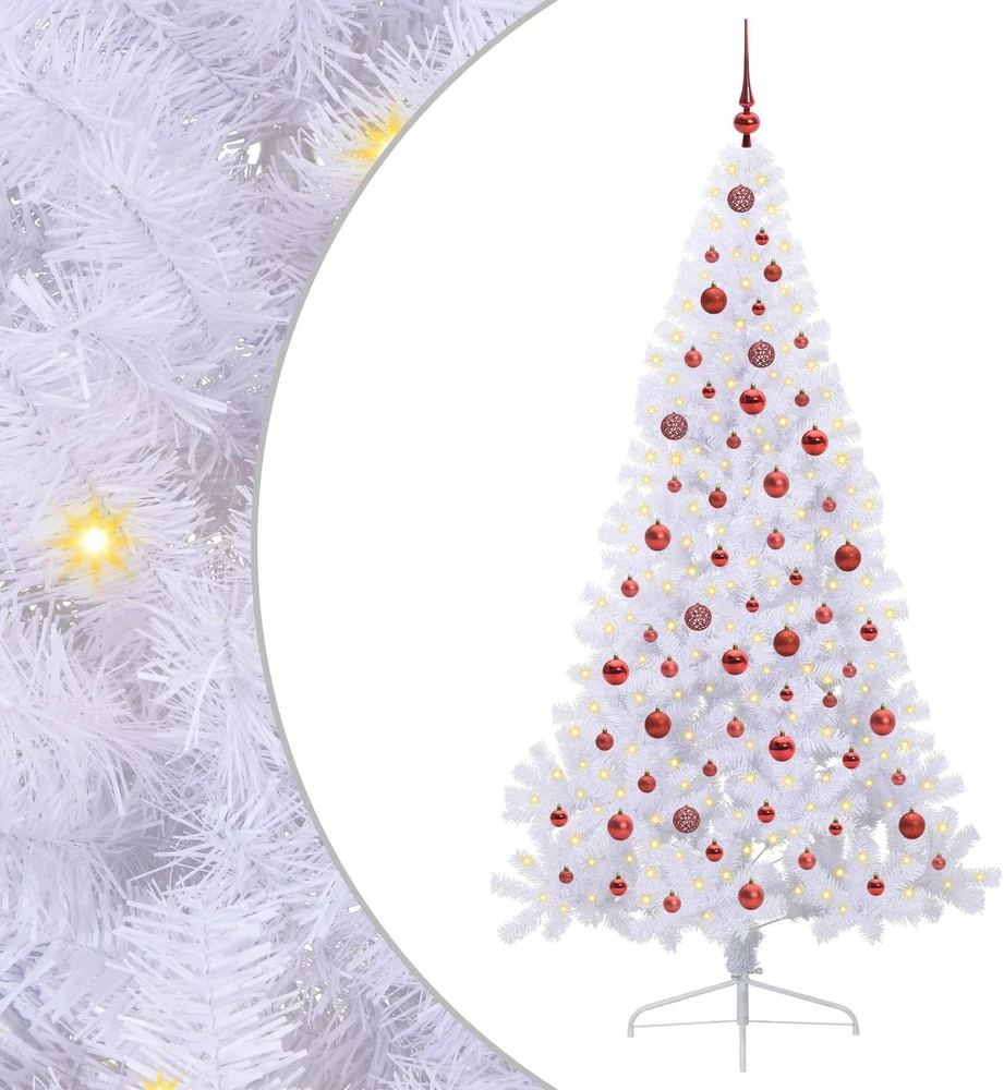 Dirbtinė Kalėdų eglutė su 300 LED Balta 210 cm PVC ir Plienas