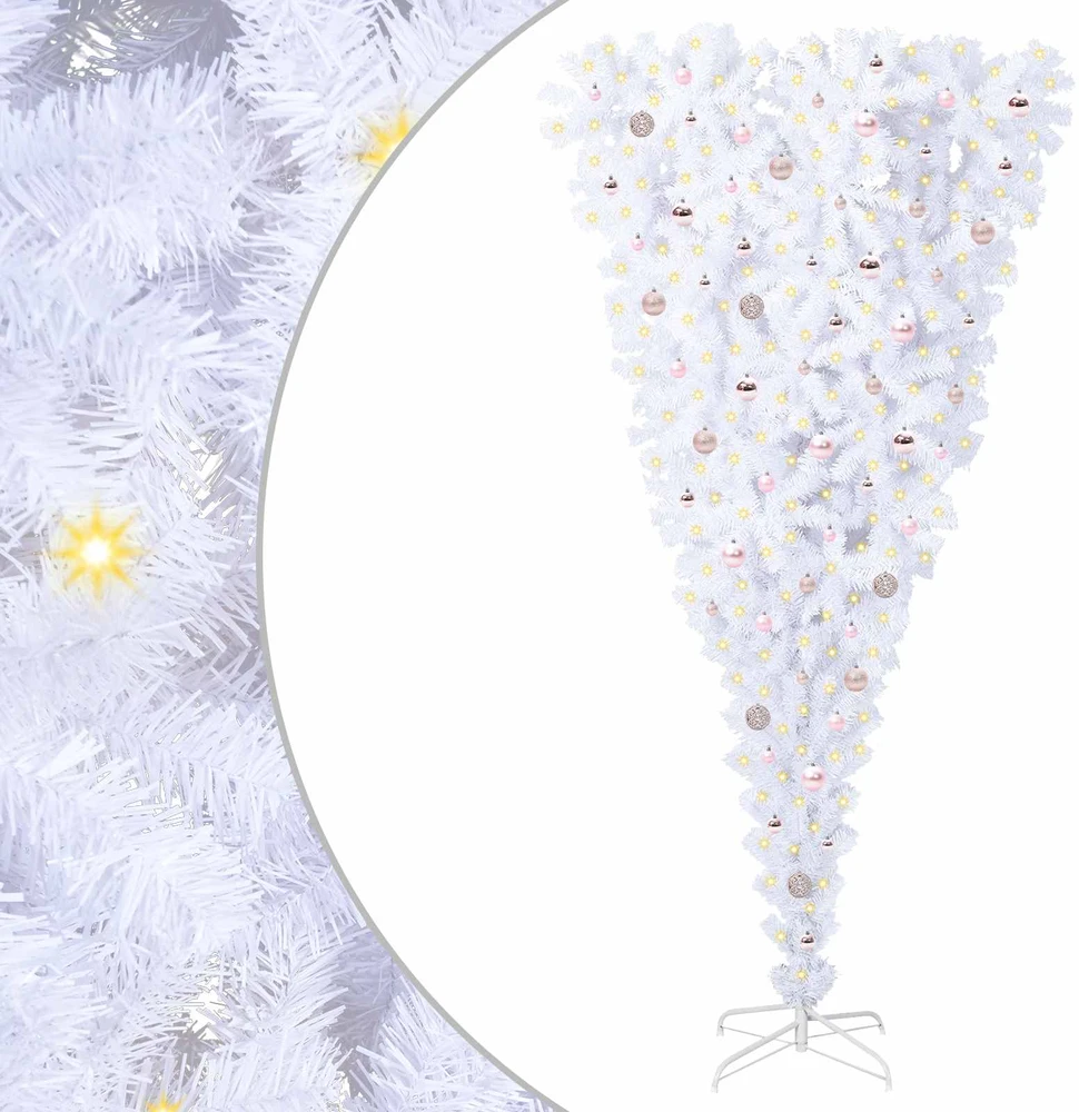 Dirbtinė Kalėdų eglutė su 300 LED Balta 240 cm PVC ir plienas