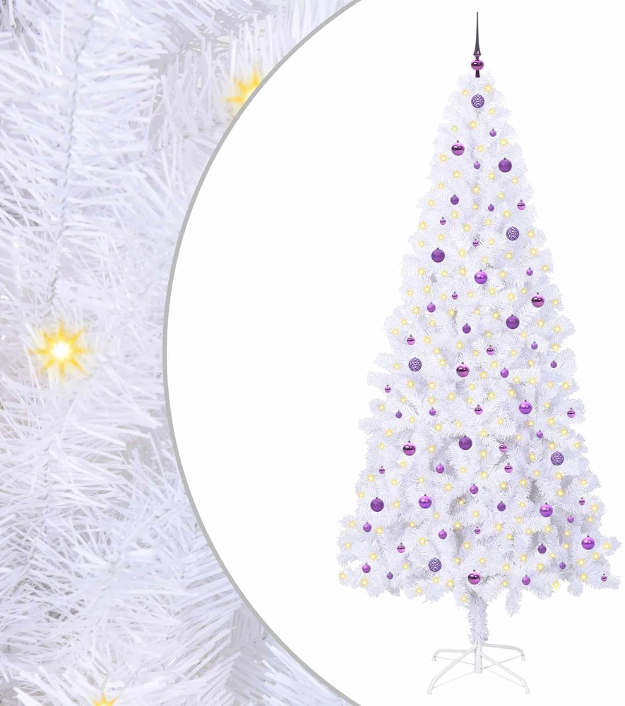 Dirbtinė Kalėdų eglutė su 300 LED Balta 240 cm PVC ir Plienas