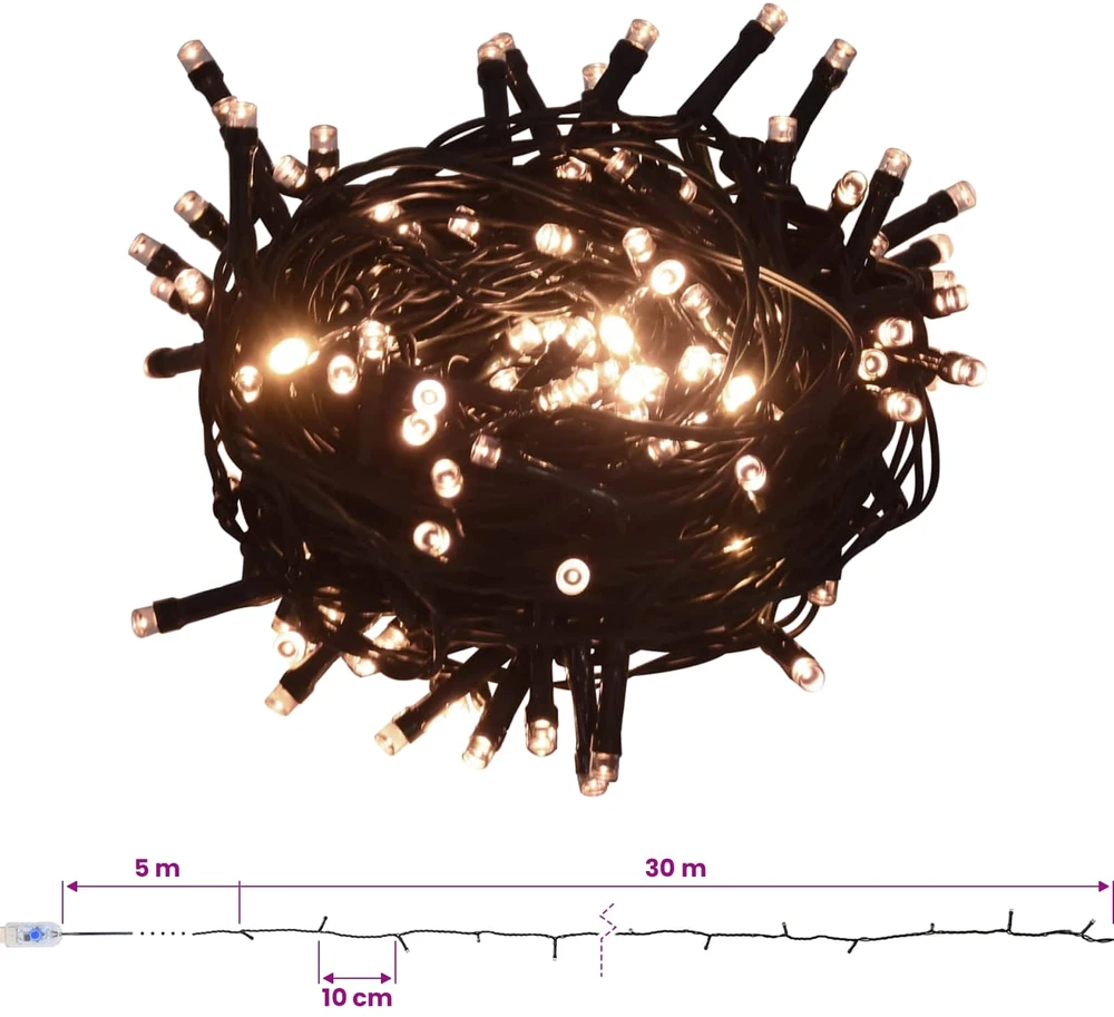 Dirbtinė Sulankstoma Kalėdų Eglutė 180 cm 300 LED Šilta balta