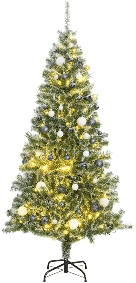 Dirbtinė Kalėdų eglutė su 300 LED/žaisliukais ir sniegu, 180cm