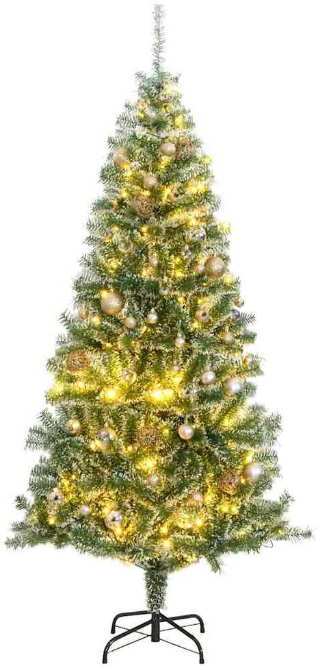 Dirbtinė Kalėdų eglutė su 300 LED/žaisliukais ir sniegu, 210cm