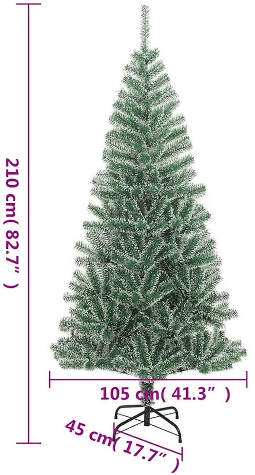 Dirbtinė Kalėdų eglutė su 300 LED/žaisliukais ir sniegu, 210cm
