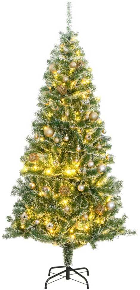 Dirbtinė Kalėdų eglutė su 300 LED/žaisliukais ir sniegu, 210cm