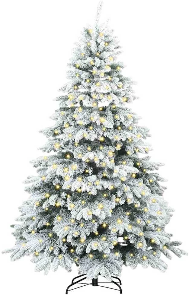Dirbtinė Kalėdų eglutė su 300 LED Balta 180 cm PE ir PVC