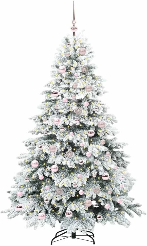 Dirbtinė Kalėdų eglutė su 300 LED Balta 180 cm PE ir PVC