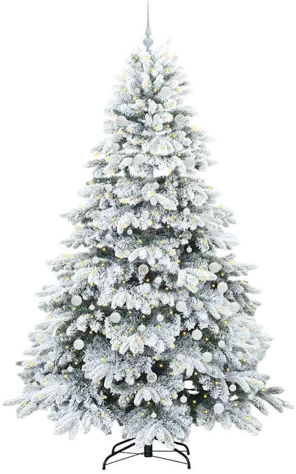 Dirbtinė Kalėdų eglutė su 300 LED Balta 240 cm PE ir PVC