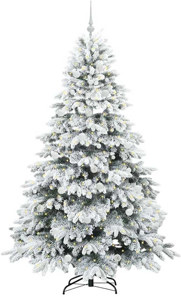 Dirbtinė Kalėdų eglutė su 300 LED Balta 210 cm PE ir PVC