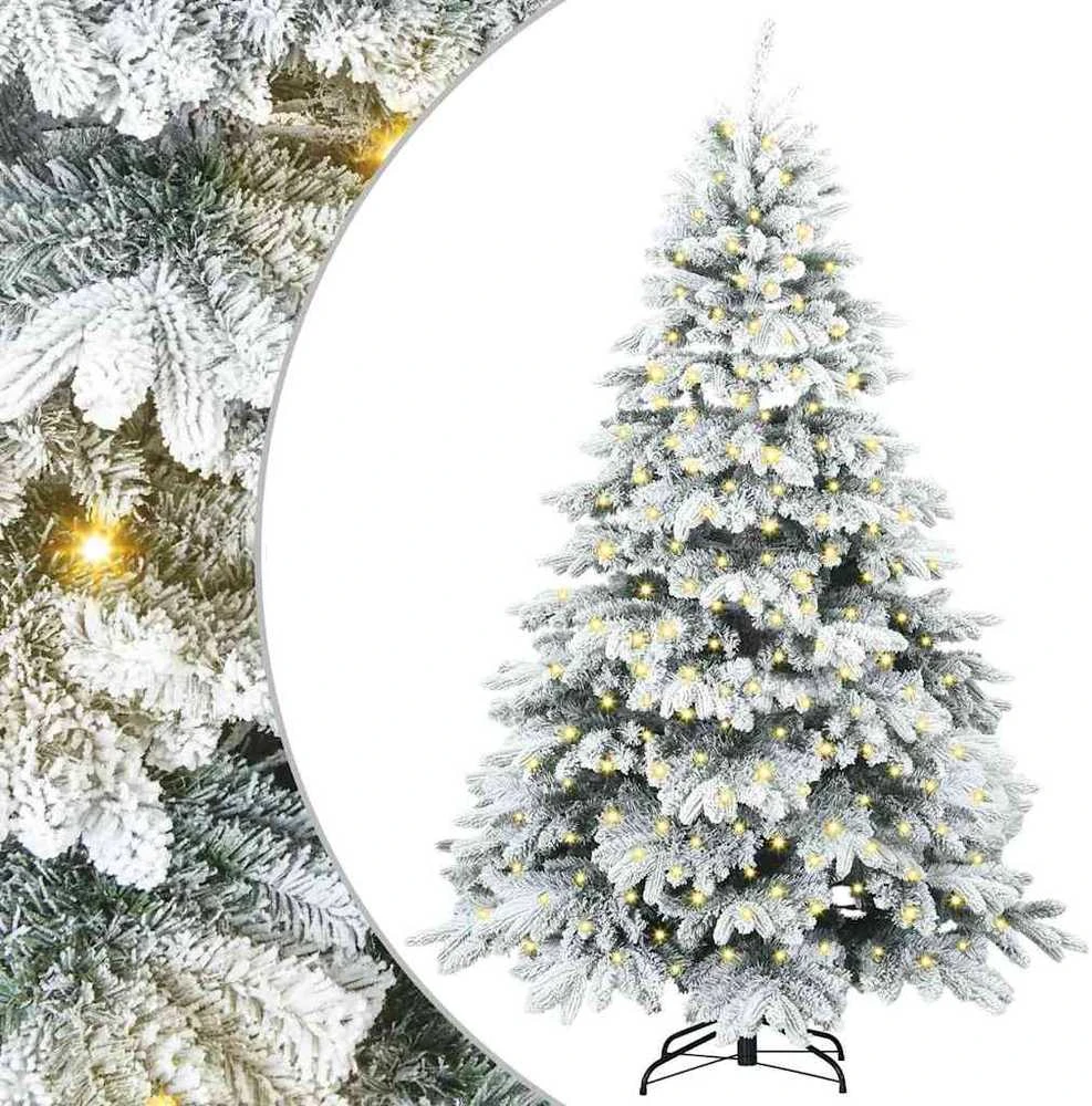 Dirbtinė Kalėdų eglutė su 300 LED Balta 180 cm PE ir PVC