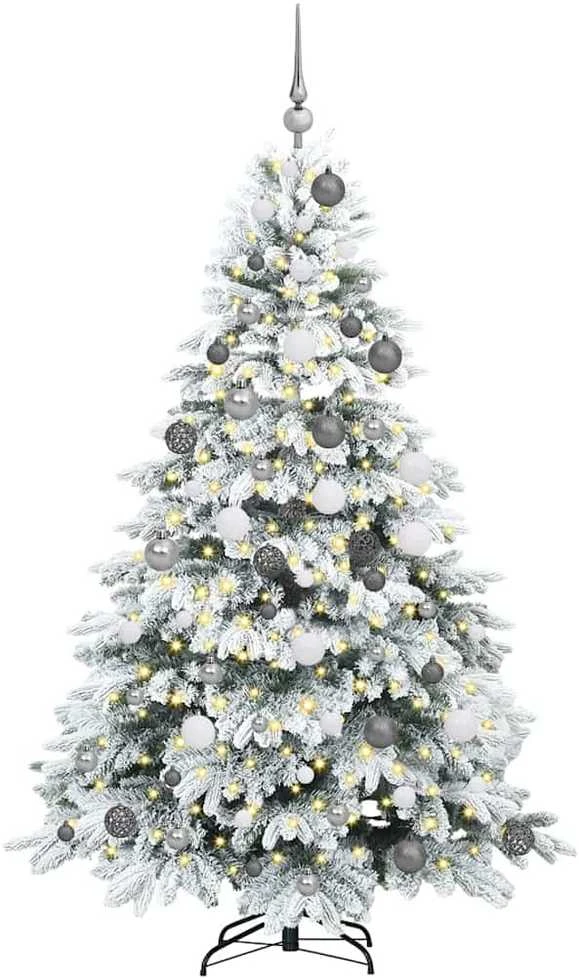 Dirbtinė Kalėdų eglutė su 300 LED Balta 180 cm PE ir PVC