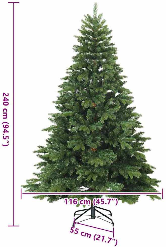 Dirbtinė Kalėdų eglutė su 300 LED Žalia 240 cm PE ir PVC