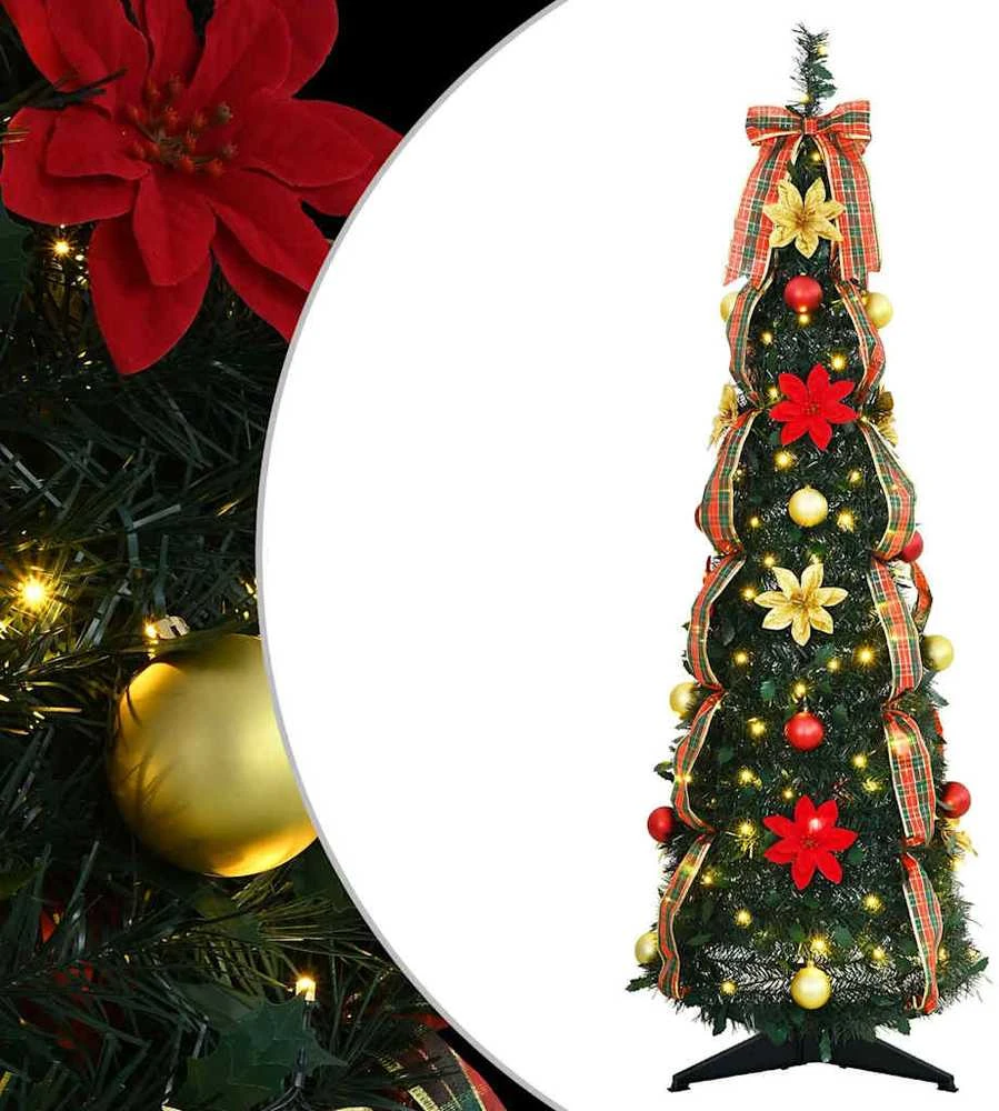 Dirbtinė Kalėdų eglutė su 50 LED s stovu Žalia 125 cm PVC