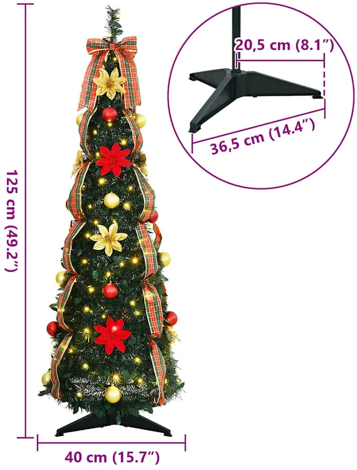 Dirbtinė Kalėdų eglutė su 50 LED s stovu Žalia 125 cm PVC