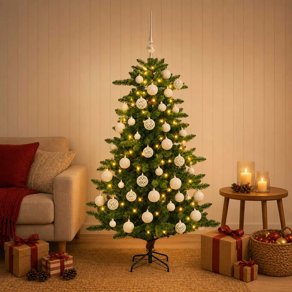 Dirbtinė Kalėdų eglutė su burbulais 120 cm 150 LED Šilta balta