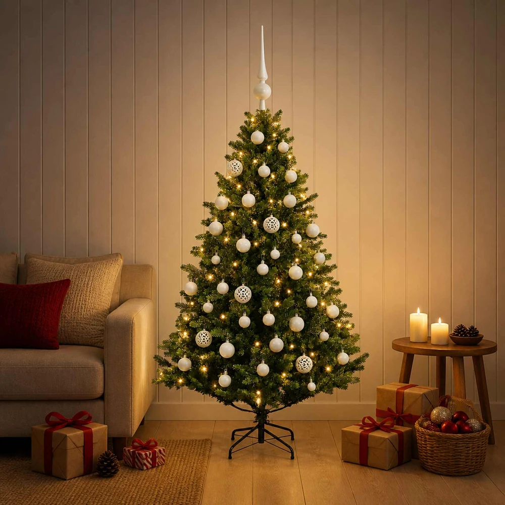 Dirbtinė Kalėdų eglutė su burbulais 120 cm 150 LED Šilta balta