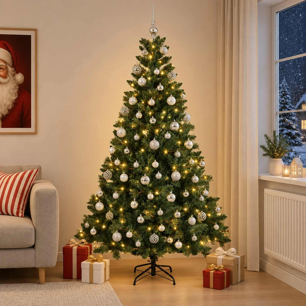 Dirbtinė Kalėdų eglutė su burbulais 180 cm 300 LED Šilta balta