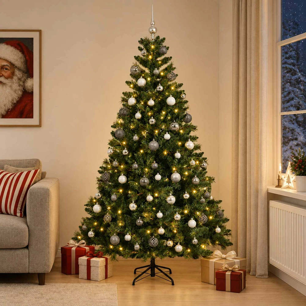 Dirbtinė Kalėdų eglutė su burbulais 240 cm 300 LED Šilta balta