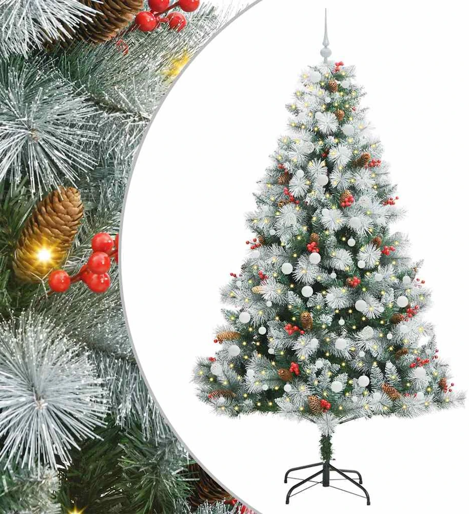 Dirbtinė Kalėdų eglutė su LED juostelėmis Žalia ir balta 240 cm