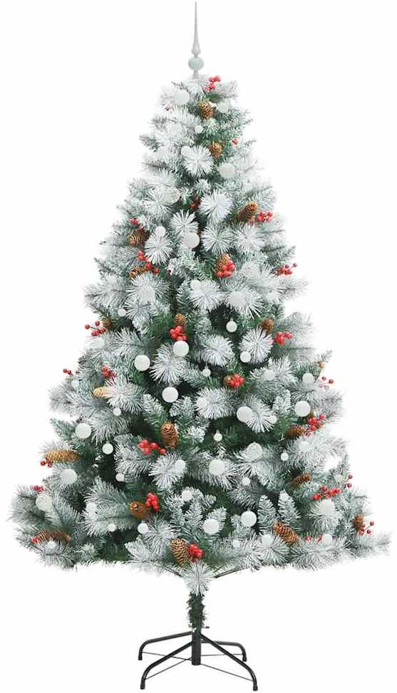 Dirbtinė Kalėdų eglutė su LED juostelėmis Žalia ir balta 240 cm