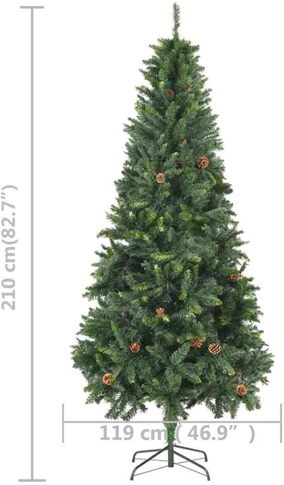 Dirbtinė Kalėdų eglutė su pušies kankorėžiais, žalia, 210cm