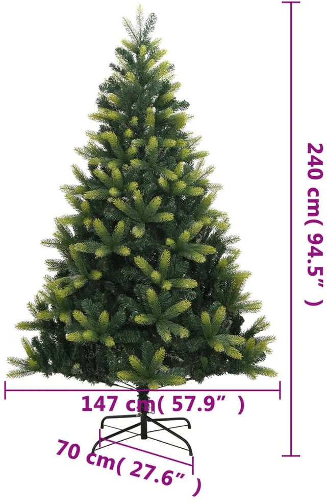 Dirbtinė Kalėdų eglutė su šarnyrinėmis šakomis/stovu, 240cm