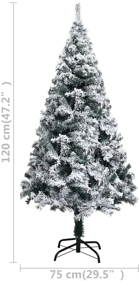Dirbtinė Kalėdų eglutė su sniegu, žalia, 120cm, PVC
