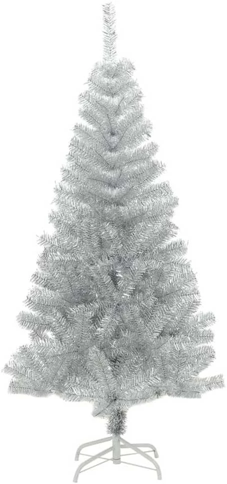 Dirbtinė Kalėdų eglutė su stovu, sidabrinės spalvos, 120cm, PET