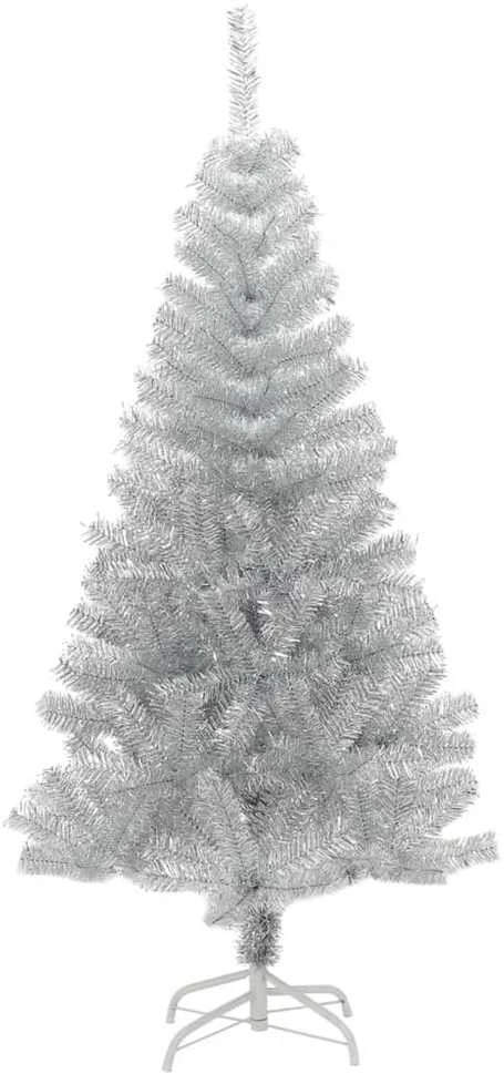 Dirbtinė Kalėdų eglutė su stovu, sidabrinės spalvos, 120cm, PET