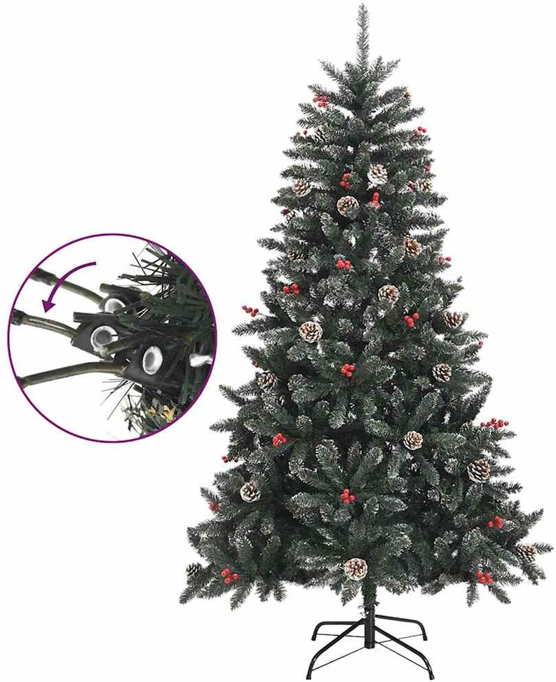 Dirbtinė Kalėdų eglutė su stovu, žalios spalvos, 150cm, PVC