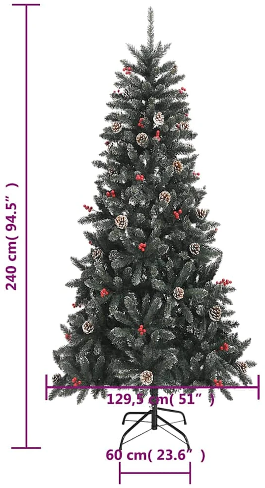 Dirbtinė Kalėdų eglutė su stovu, žalios spalvos, 240cm, PVC