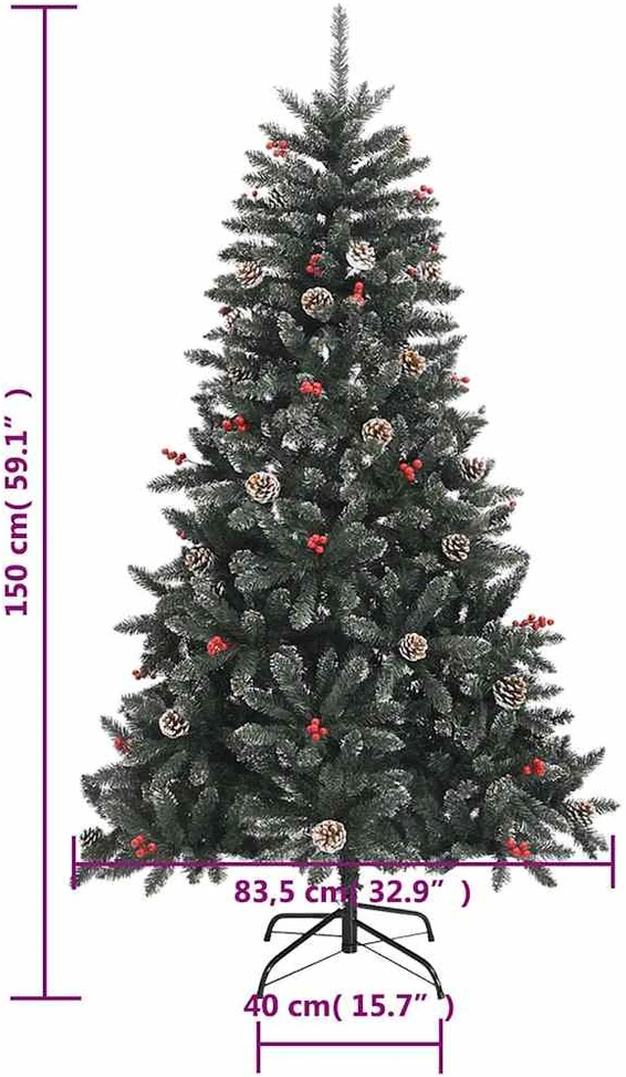 Dirbtinė Kalėdų eglutė su stovu, žalios spalvos, 150cm, PVC