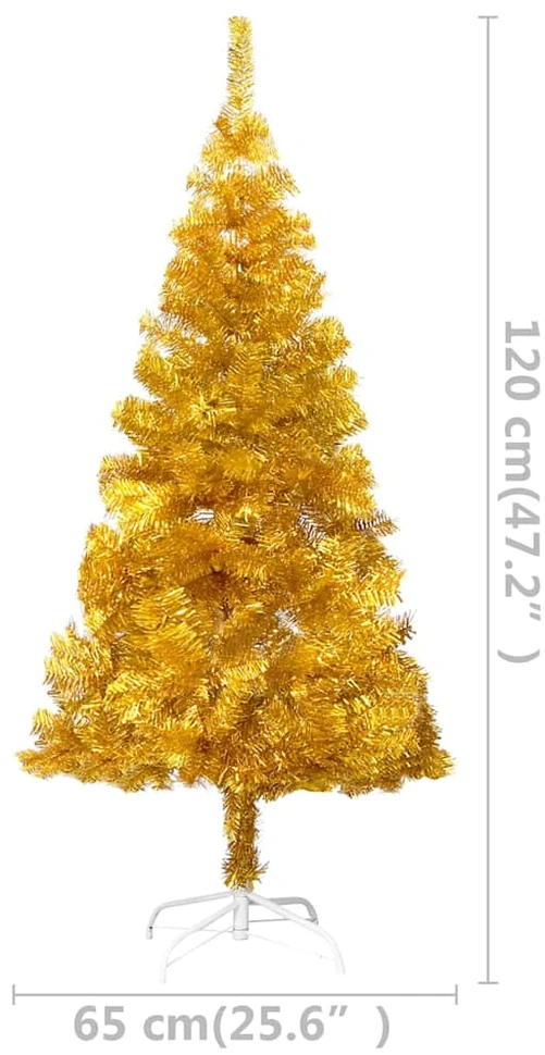 Dirbtinė Kalėdų eglutė su žaisliukais, auksinė, 120cm, PET
