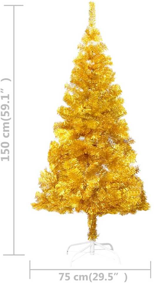 Dirbtinė Kalėdų eglutė su žaisliukais, auksinė, 150cm, PET