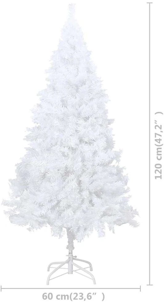 Dirbtinė Kalėdų eglutė su žaisliukais, balta, 120cm, PVC
