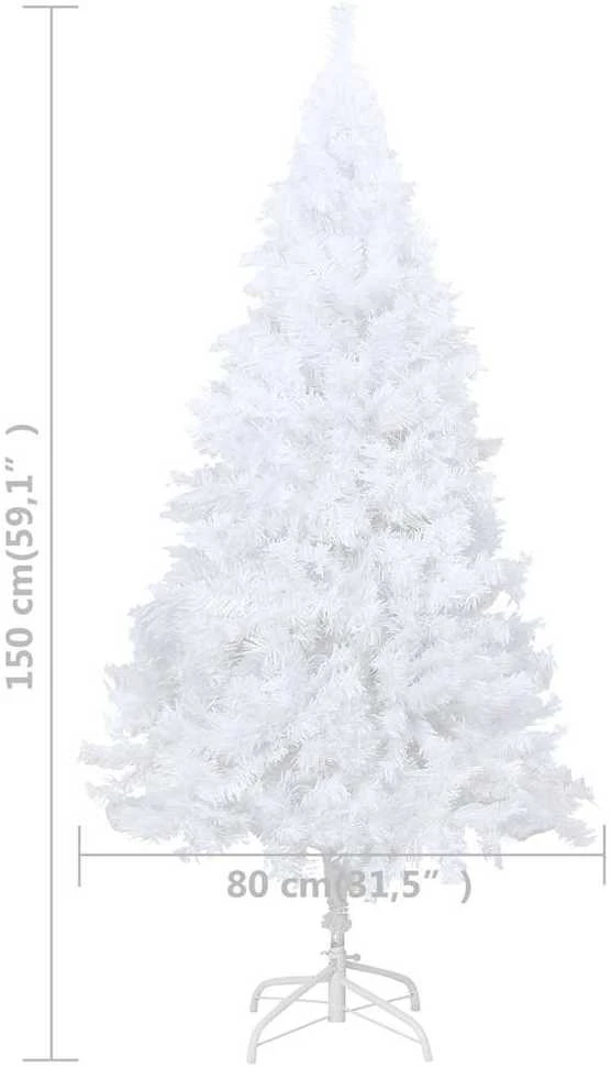 Dirbtinė Kalėdų eglutė su žaisliukais, balta, 150cm, PVC