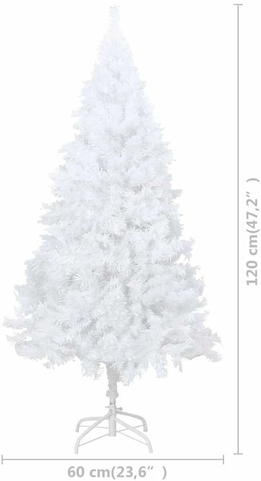 Dirbtinė Kalėdų eglutė su žaisliukais, balta, 120cm, PVC