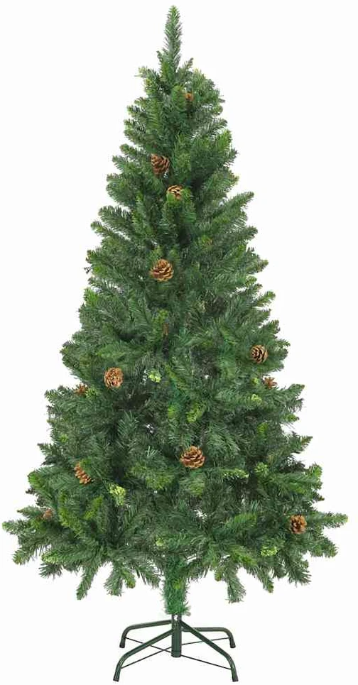 Dirbtinė Kalėdų eglutė su žaisliukais ir kankorėžiais, 150cm