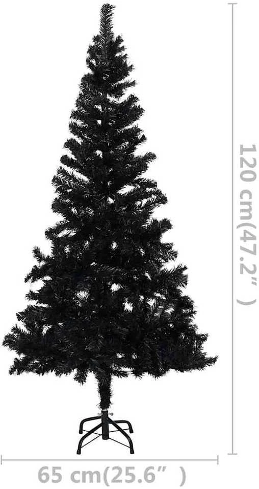 Dirbtinė Kalėdų eglutė su žaisliukais, juoda, 120cm, PVC