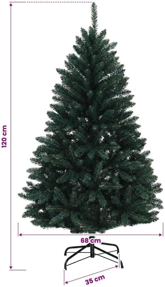 Dirbtinė Kalėdų eglutė, tamsiai žalia, su žaisliukais 120 cm
