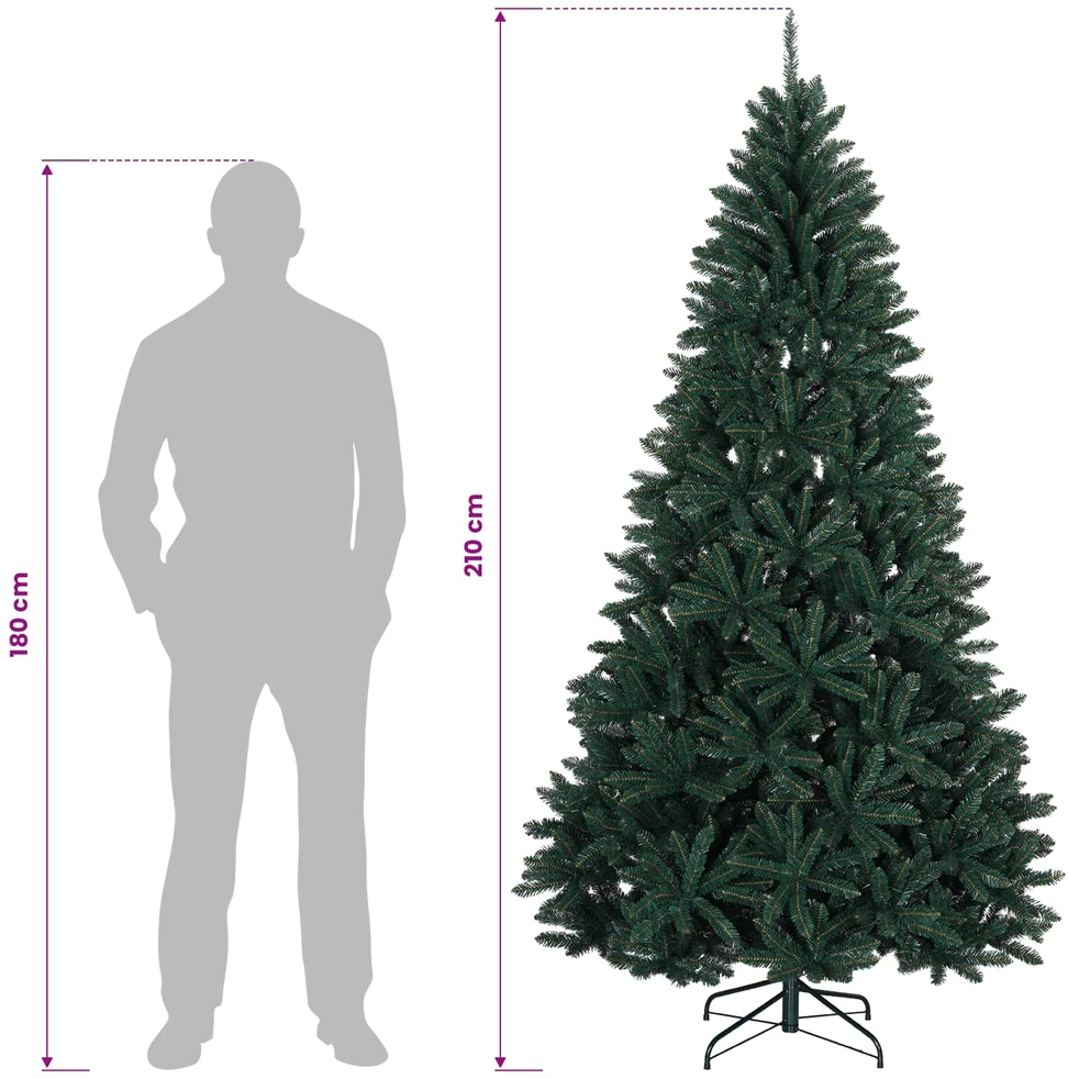 Dirbtinė Kalėdų eglutė, tamsiai žalia, su rutuliais 210 cm