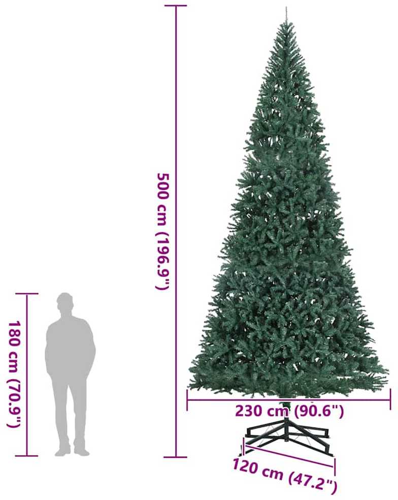Dirbtinis išanksto apšviestas Kalėdų medis Žalia 500 cm PVC