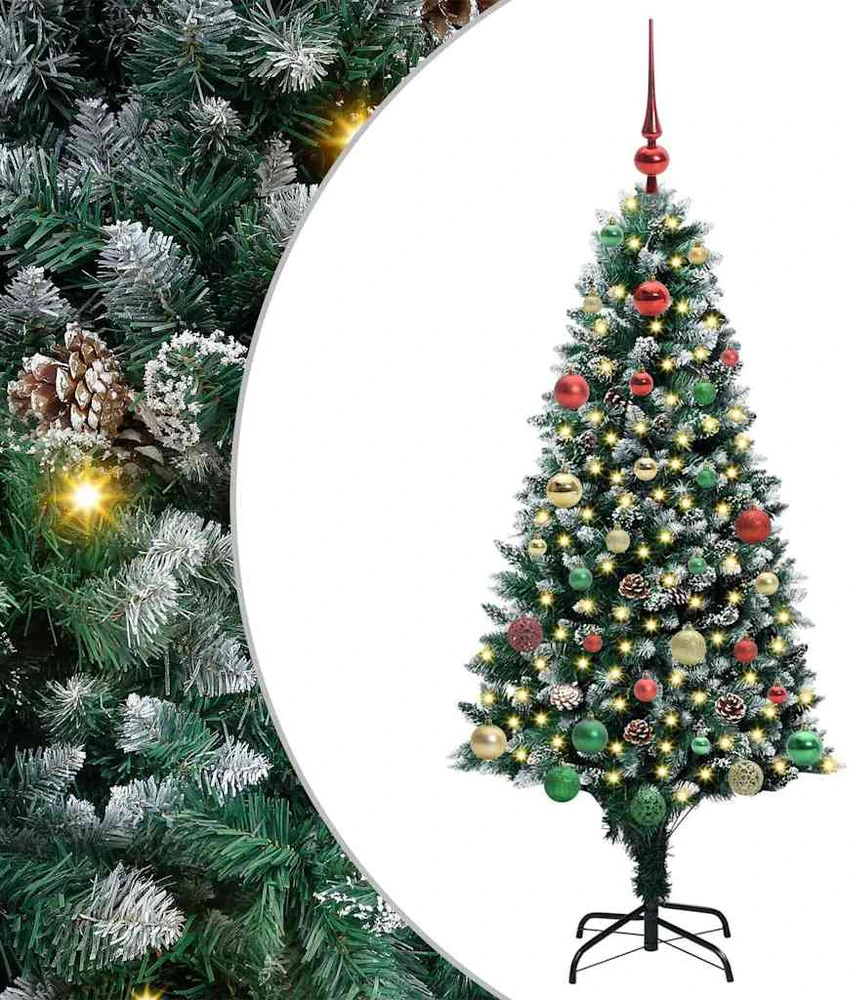 Dirbtinė Kalėdų eglutė Žalia 150 cm PVC ir Plienas ir Plastikas
