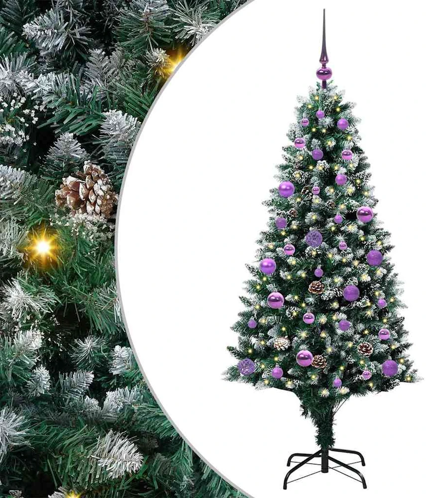 Dirbtinė Kalėdų eglutė Žalia 150 cm PVC ir Plienas ir Plastikas